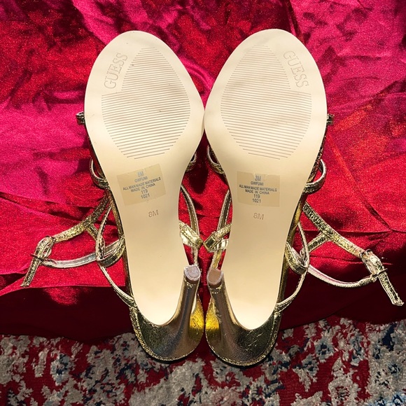 Guess Fumi Gold Strappy Stiletto Heels Size 8m - Picture 6 of 7
